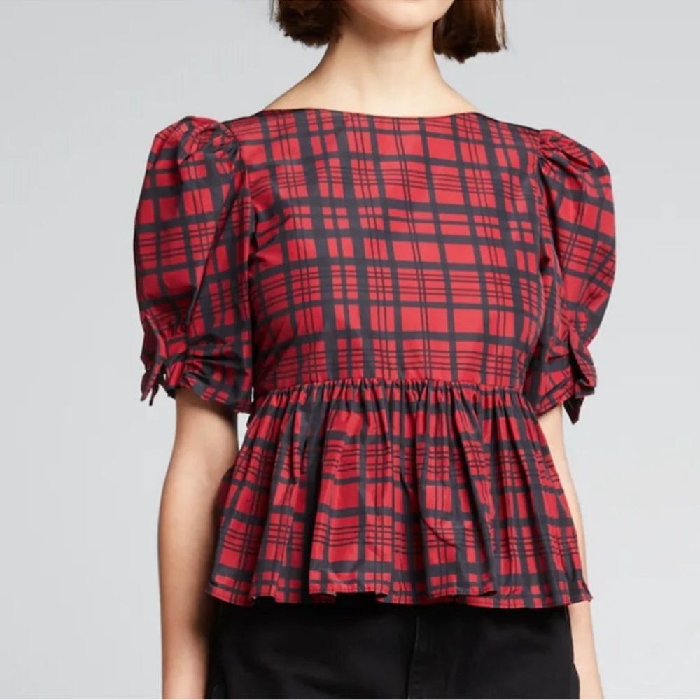 LoveShackFancy Kiely Top in Moody Ruby, Size 2
